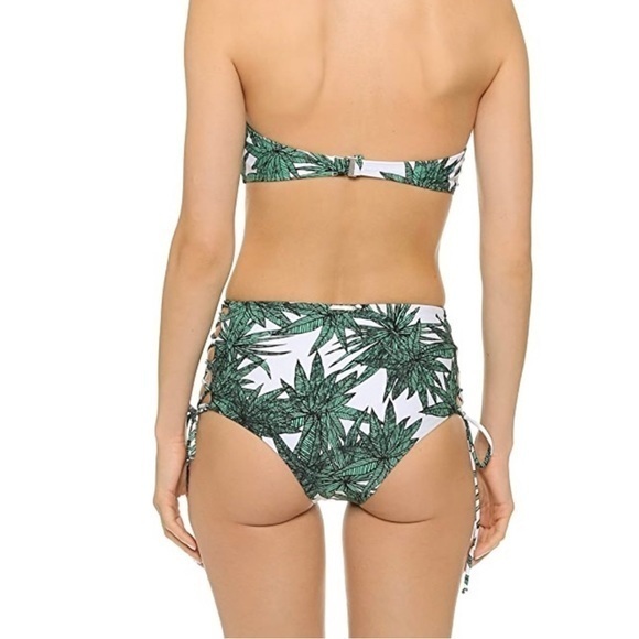 NWT Mara Hoffman Lace-Up High Waisted Bikini Bottom in Harvest Palm Leaf XS - Picture 1 of 8